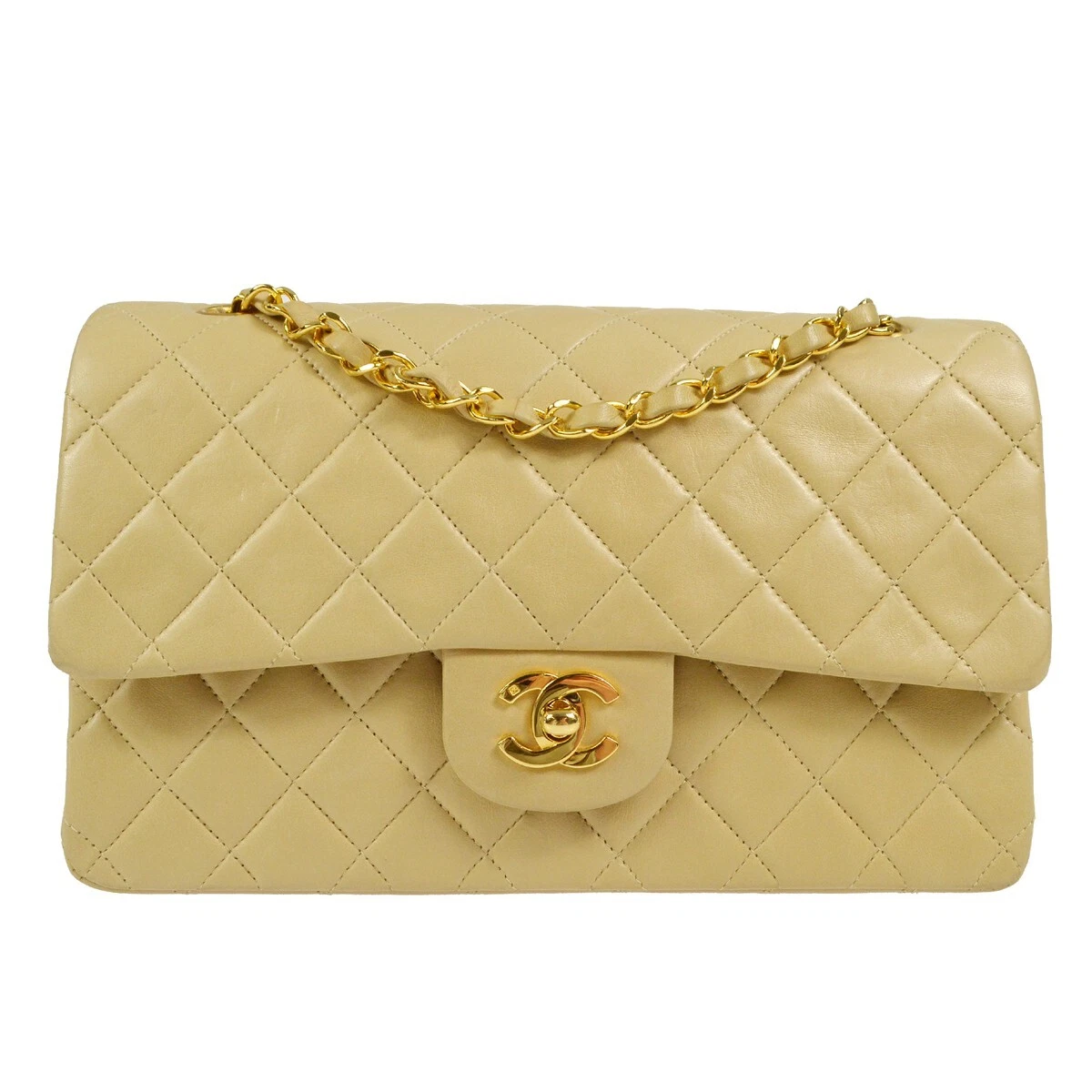 Chanel Beige Lambskin Medium Classic Double Flap Bag 3328764 160362