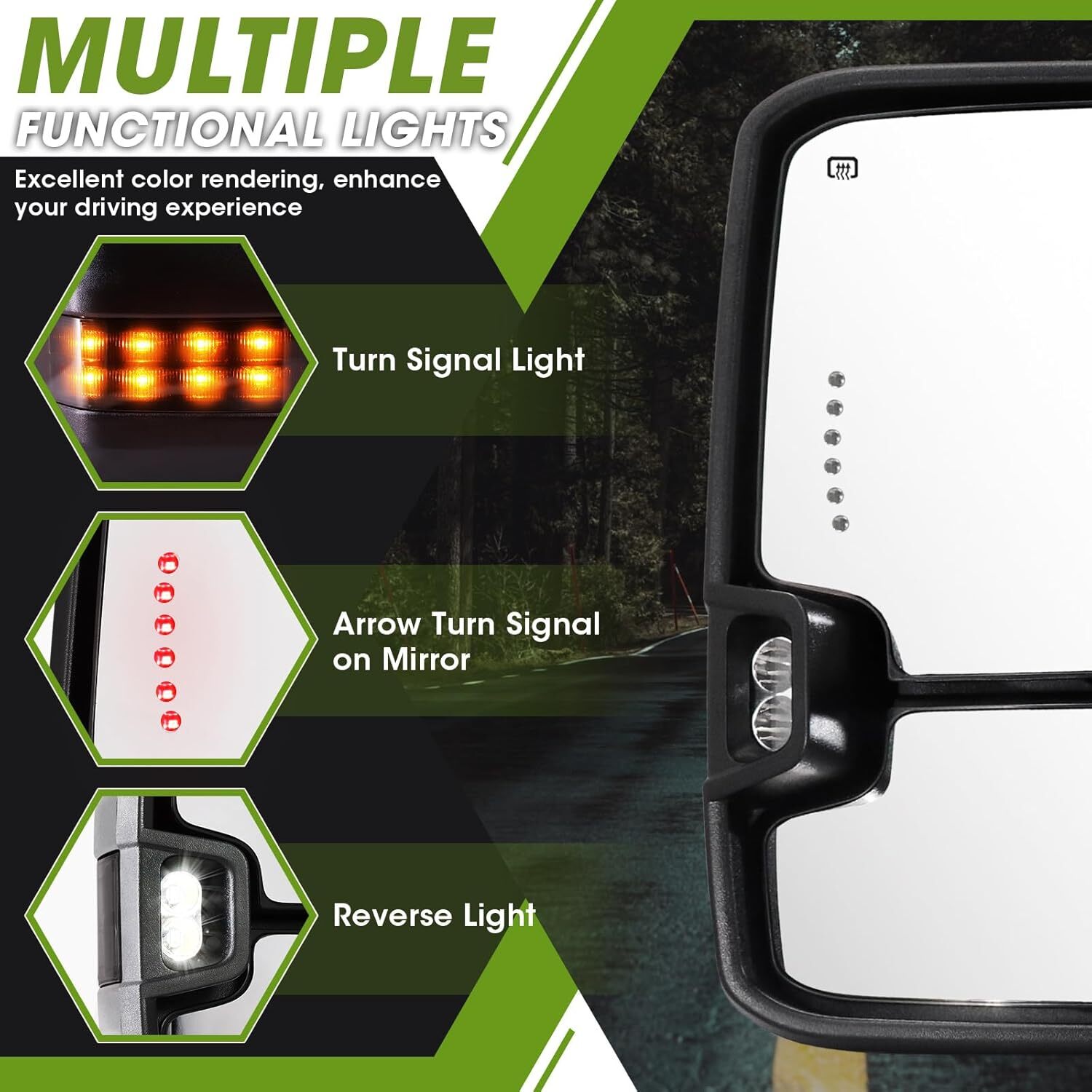 SIZIOM White Painted Tow Mirrors Turn Signals For 03-07 Chevy Silverado Sierra