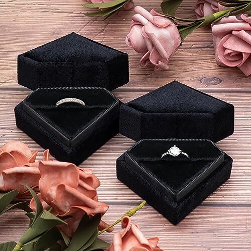 Diamond Shaped Velvet Single Ring Box for Engagement Proposal Black | eBay