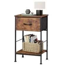 Nightstand Bedside Side Table for Bedroom Dorm with Steel Frame Night Stand E...