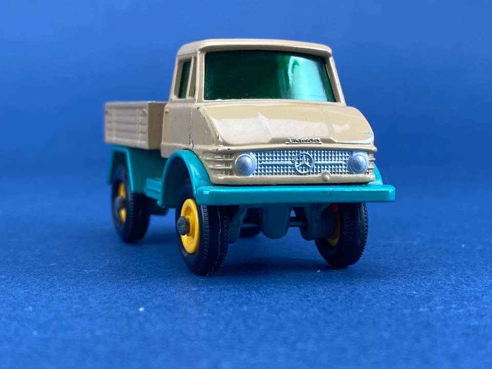 1:66 MATCHBOX Lesney 49b MERCEDES-BENZ UNIMOG 406 Braun/Türkis Gelbe Felgen TOP! - Bild 3 von 4