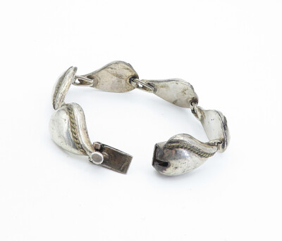 MEXICO 925 Sterling Silver Vintage Floral Leaf Twist Chain