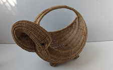 Vintage Wicker Rattan Swan Goose Duck Bird Woven Basket