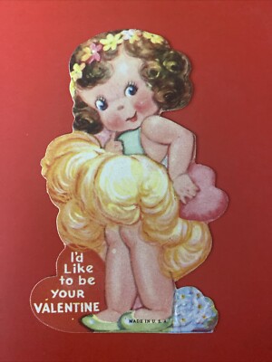 VTG VALENTINE Girl Rosy Cheeks Flower Crown Fancy Dress I d Like To Be Your ..
