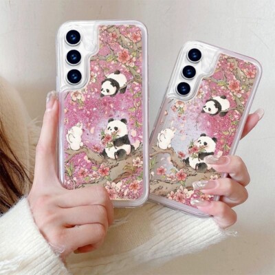 Cartoon Panda For iPhone Samsung Xiaomi OPPO Liquid Bling Glitter Quicksand Case