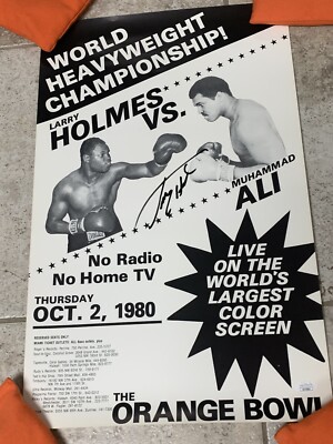 1980 Larry Holmes Vs. Muhammad Ali Signed Boxing Poster JSA