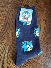 Sonic the Hedgehog Crew Socks Navy with Sonic's Head  Face NEW Size 10-13