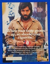 1976 WINSTON CIGARETTE ORIGINAL CLASSIC PRINT AD "I SMOKE FOR TASTE" TOBACCIANA