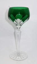 Faberge Crystal LAUSANNE Wine Hock, Cut to Clear Panels Green 8 3/8" Tall
