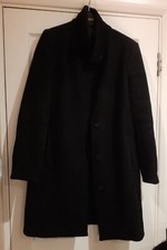 Max Mara Sportmax Pure Wool Coat Black Long Coat Sz 10 Uk.made In Italy.