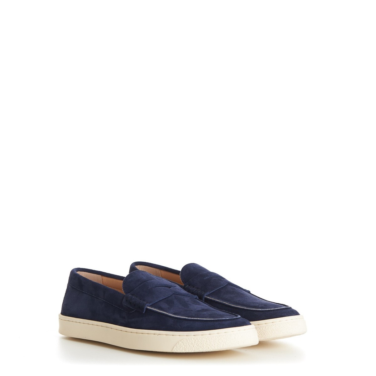 【送料&関税込】Brunello Cucinelli Scarpe BRUNELLO CUCINELLI 995$ Blue Suede Loafer Sneakers - Natural