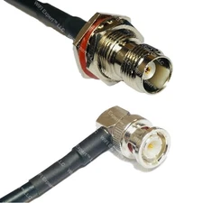 RFC195 TNC FEMALE BULKHEAD to BNC MALE ANGLE Coax RF Cable USA-Ship Lot