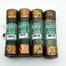 Lot of 4 Bussmann Buss NON-60 One-Time Fuses 60A 250V #200A1