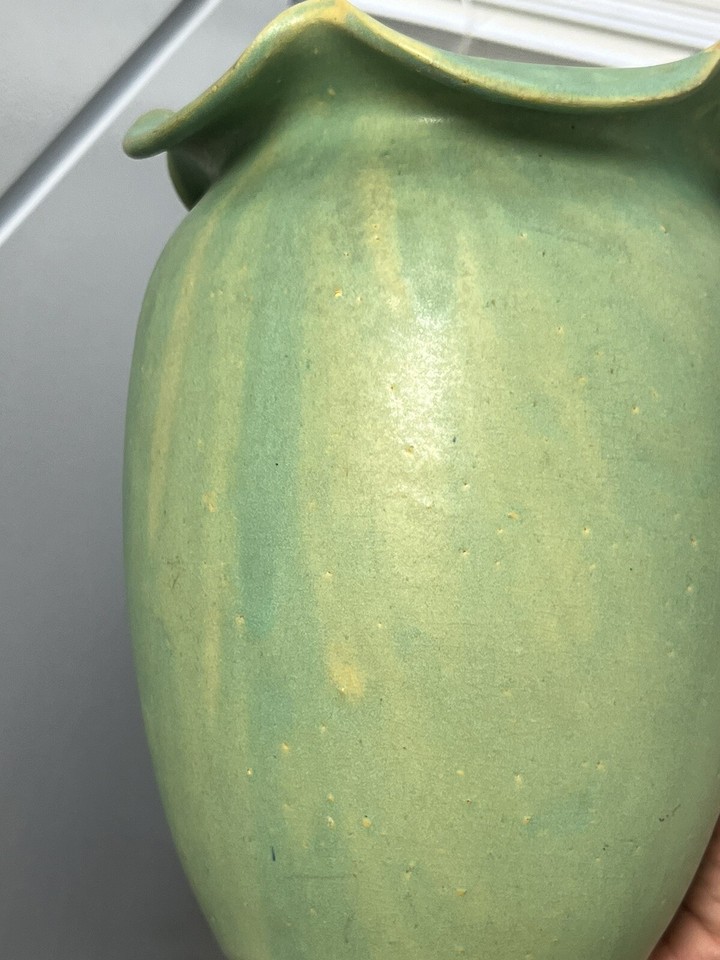Antique pottery matte green vase | eBay