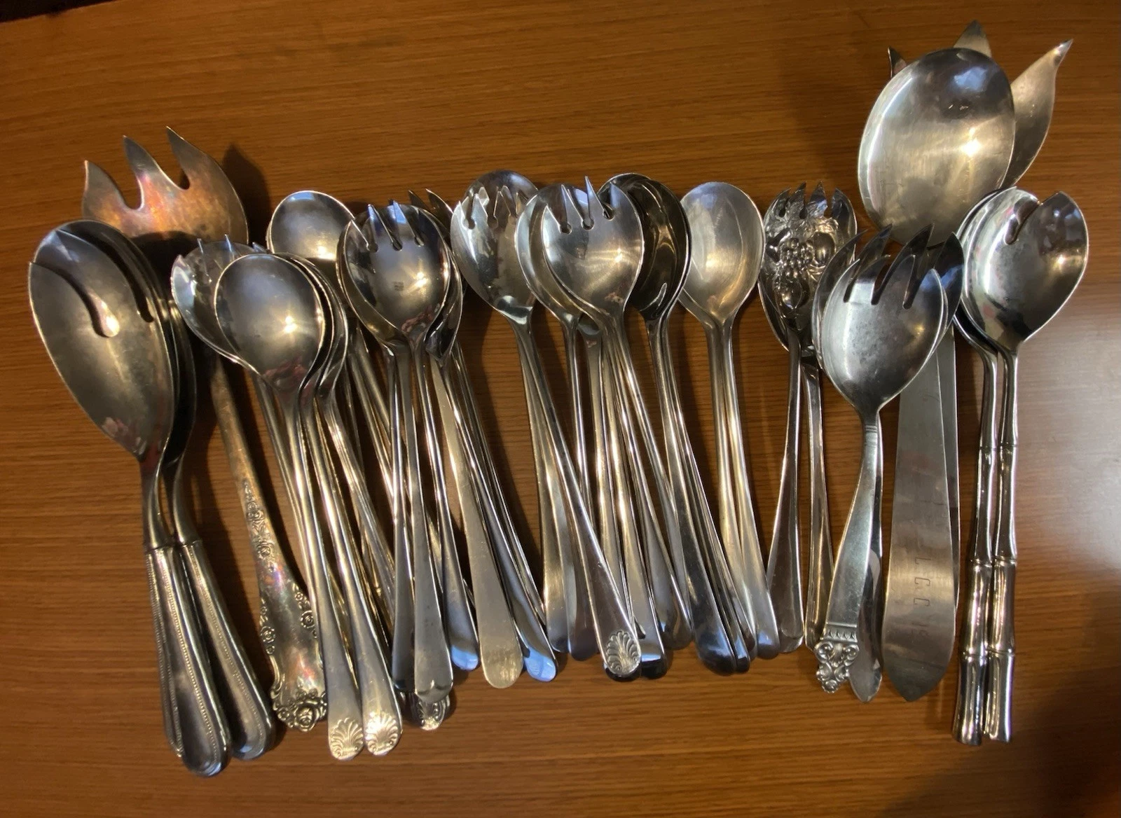 42 Silverplate Salad Serving Spoons & Forks Craft Lot