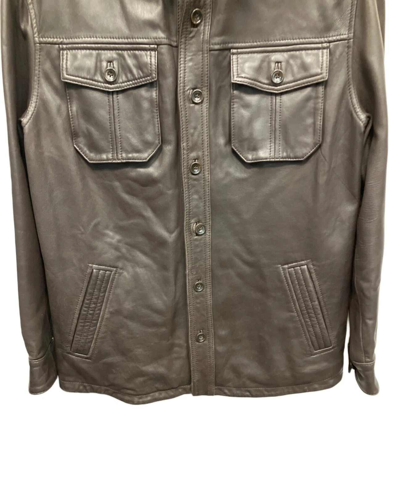 Eddie Bauer Lamb Leather Jacket Men's Size M Brown - product detail image 5