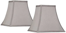 Set of 2 Square Lamp Shades Pewter Gray Small 5.25x10x9.5 Spider Harp and Finial