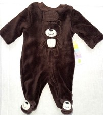 LITTLE WONDERS fleece sleeper dark brown BEAR motif size NEWBORN VINTAGE