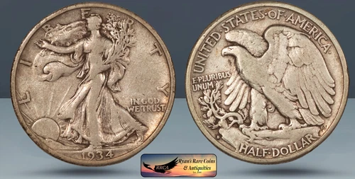 1934 S Walking Liberty Half Dollar, Very Fine Condition, Silver Half, C8492