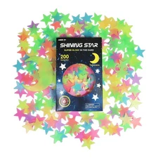 Glow in The Dark Stars and Moon Stickers for Ceiling - 200pcs 3D Luminous Adh...