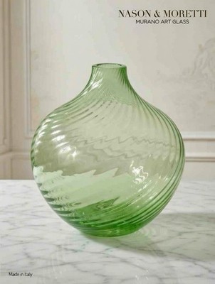 Beautiful Green Swirl MCM Nason & Moretti Italian Art Glass Vase