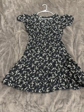Black Floral T Shirt Dress With Ruffles Women’s Size L
