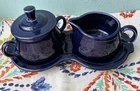 Fiesta - CREAMER & SUGAR SET W/LID & TRAY - Cobalt Blue  - HLC   *RETIRED COLOR*