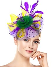 Halloween Fascinators Hat Women Tea Party Feather Headband Mardi Gras Cocktail