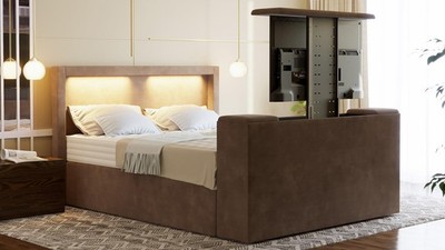 PAARA Boxspringbett Barcelona mit TV-Lift und LED freie Farbwahl alle Größen