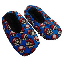 Super Mario Bros. Zapatillas Talla 3Y Azul con Mario y Estampado de Setas Allover