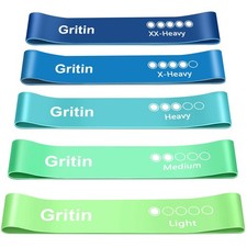 Bandas de Resistencia Gritin, [Juego de 5] Ejercicio Fitness Resistencia Amigable con la Piel