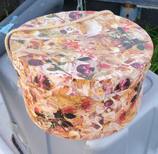 Round Floral Decorative Hat Box Storage with Removable Lid, Small Multicolor