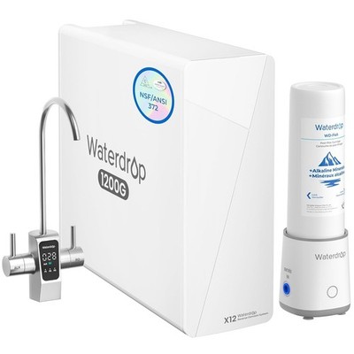 Waterdrop X12-Plus Dual Flow Reverse Osmosis Water Filter, Alkaline Mineral pH+