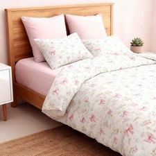 Bow Duvet Cover Queen Size Girls Pink Floral Duvet Cover Set Princess Style B...