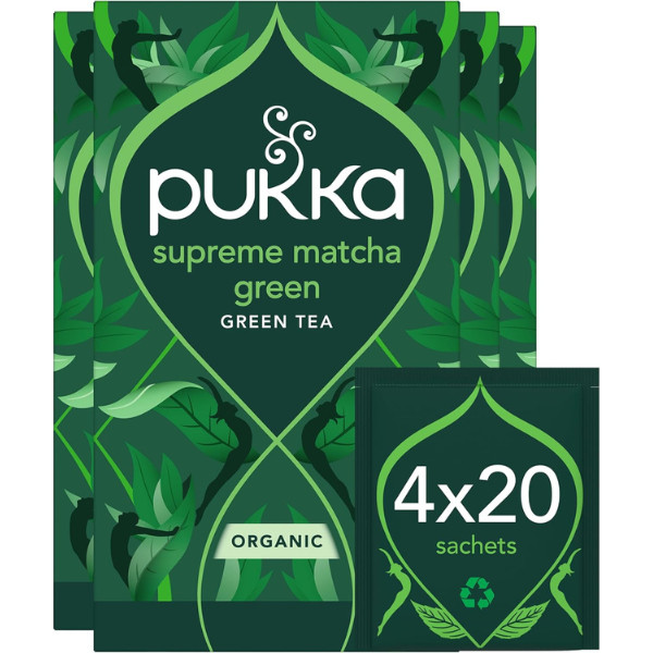 Pukka Herbs Supreme Matcha Green Tea, Energising tea with Matcha (4 Pack)