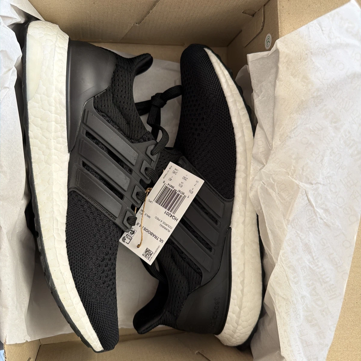 Adidas Men\'s Size 7.5 Ultraboost 1.0 Running Shoes HQ4201 Black White Adidas Men main image 2