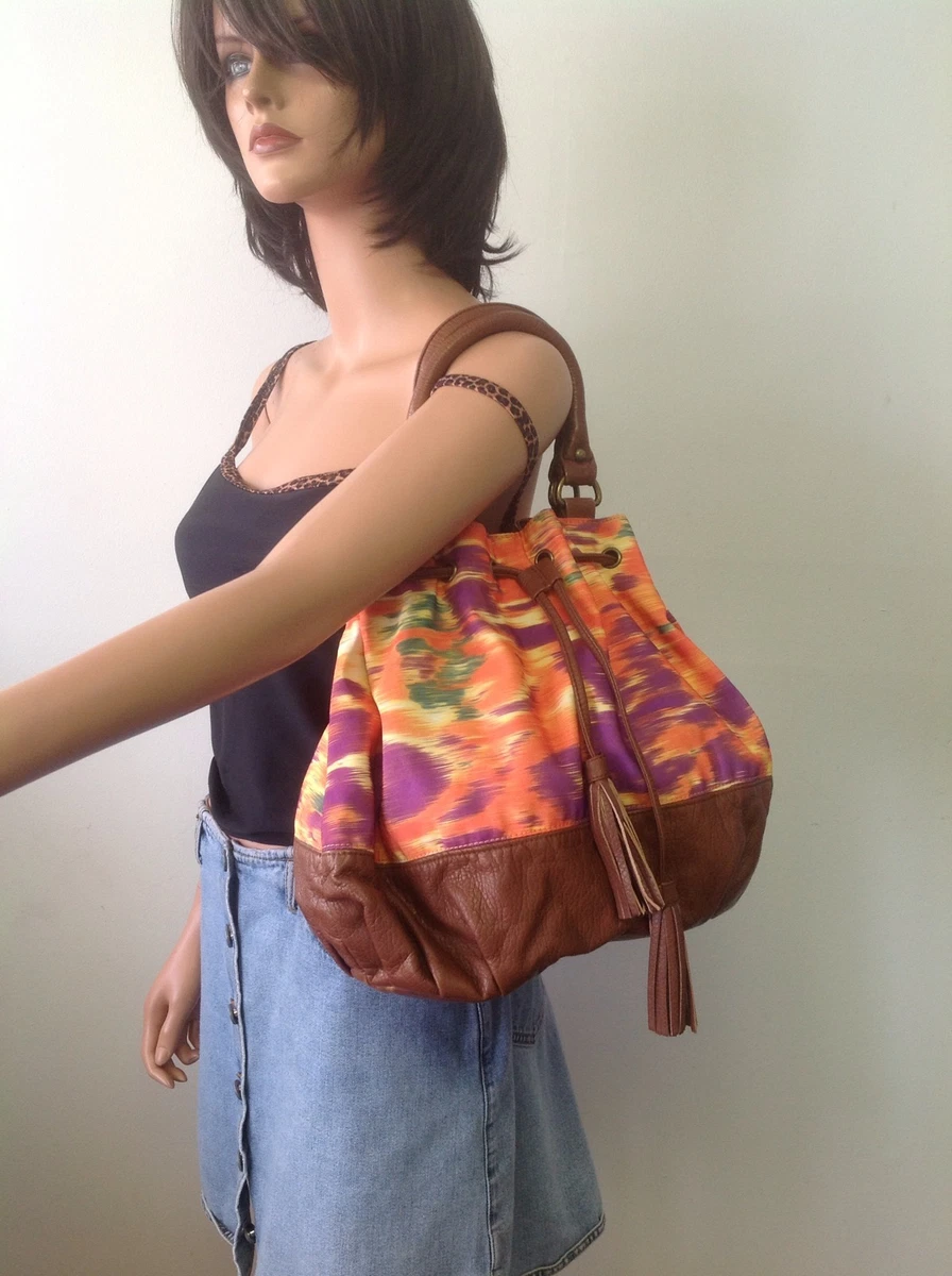 Deux Lux Hobo Bag Tassels Multicolor Orange Lime Purple Designer