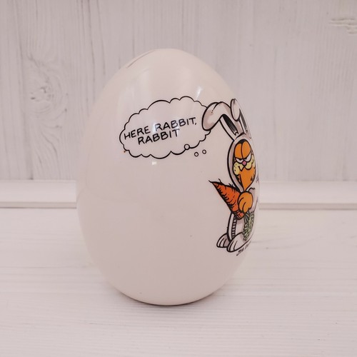 Enesco Garfield the Cat Ceramic Easter Egg Bank Here Rabbit Rabbit - Picture 3 of 5