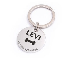 Hundemarke mit Gravur Edelstahl 25mm, Dogtag Anhänger Hunde, Welpe & Katzen