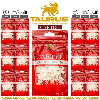 3000x CARTEL Filter Tips REGULAR 8mm Resealable Cigarette Bag Tobacco Smoking UK