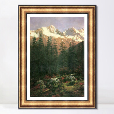 Framed Canvas Art Giclee Print Canadian Rockies by Albert Bierstadt Home Decor
