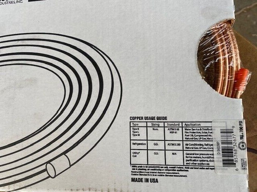 Streamline D 04020P Coil Copper Tubing, 1/4 In Outside Dia, 20 Ft Length, Type