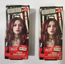 Splat 1 WASH Temporary Hair Dye RED POP Color with UV Glow, 1.5oz Ea, 2 PACK