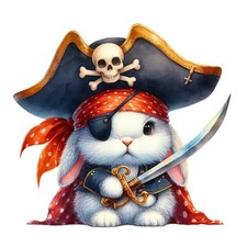 Animal Pirate Watercolour Stickers - Funny Decoration for Wall, Nursery 18X18