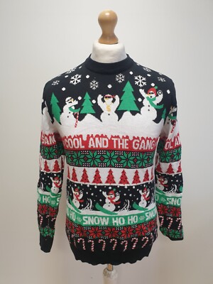 VV514 MENS PRIMARK BLACK SNOWMAN SNOWFLAKE