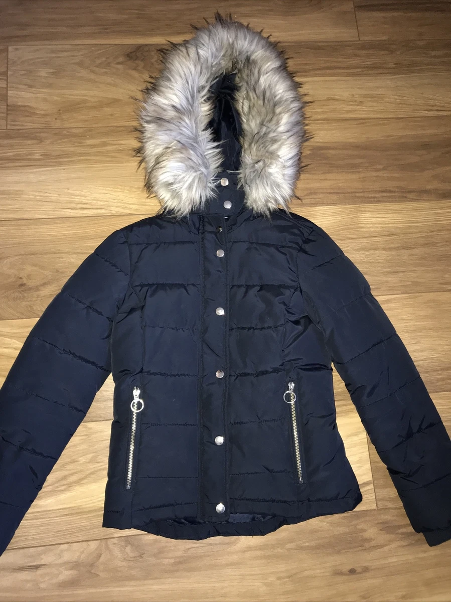 Topshop quilted puffer jacket navy sale