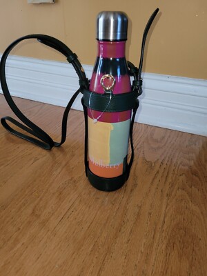Mulberry Crossbody  Leather Bottle Holder With Stainless Steel Bottle