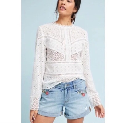 Anthropologie x James Coviello Burnham Lace Top Size M D23