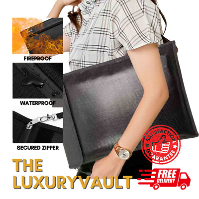 Fireproof Document Bag 15 x 11  X-Large Money Bag Fire water Safe Storage Cash