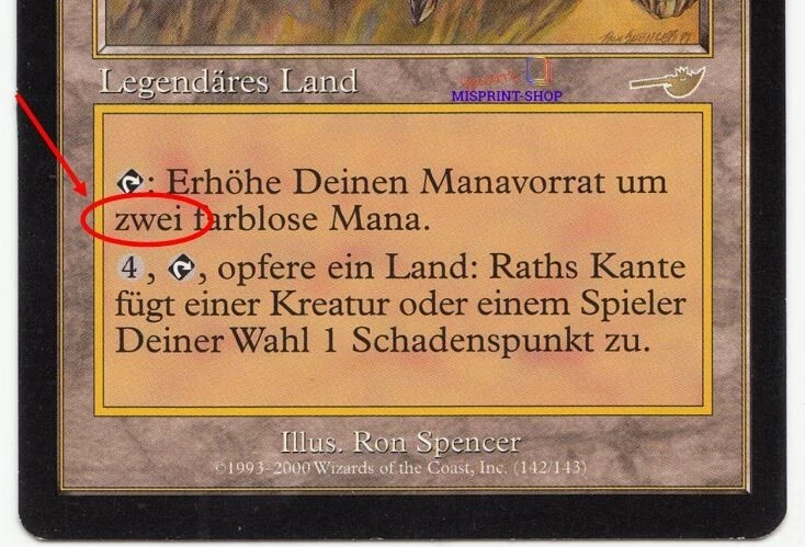 Rath's Edge German MTG MISPRINT. Gives you 2 colorless mana instead of 1 - Imagen 2 de 4